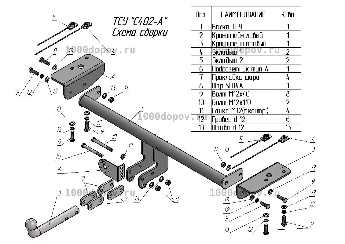 Фаркоп Leader Plus C402-A для Changan CS55 PLUS 2023 -н.в. — рисунок 6