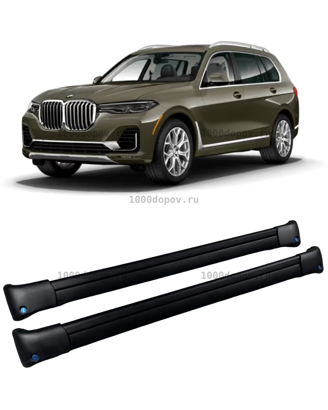 Багажник на рейлинги BMW X7 2019-н.в из 2 поперечины черные — рисунок 1