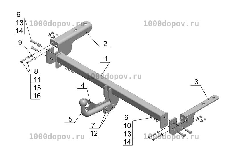 Фаркоп Avtos PE 02 Peugeot 308 2007-2013 — рисунок 3
