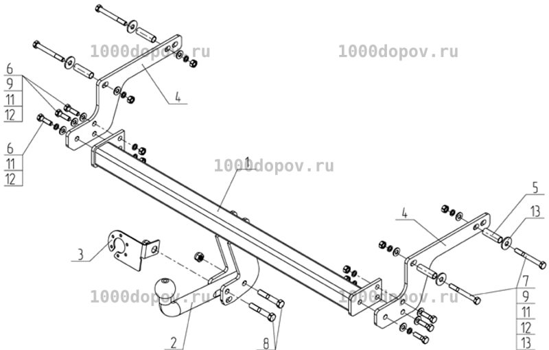 Фаркоп Avtos RN 14 Renault Kaptur 2016-н.в. — рисунок 3