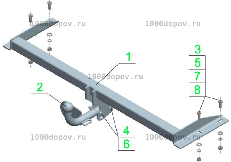 Фаркоп Avtos VW 19 Volkswagen Vento 1992-09/1998 — рисунок 2