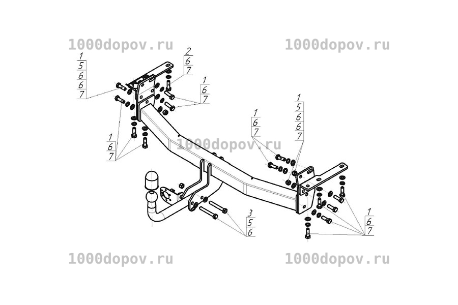 Фаркоп Motodor 91412-A Nissan X-Trail (T32) 2014-н.в. (оцинк. шар) — рисунок 6