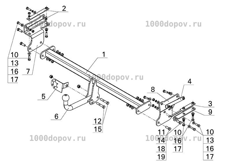 Фаркоп Avtos NS 25 Nissan Qashqai J11 2014- н.в. — рисунок 7