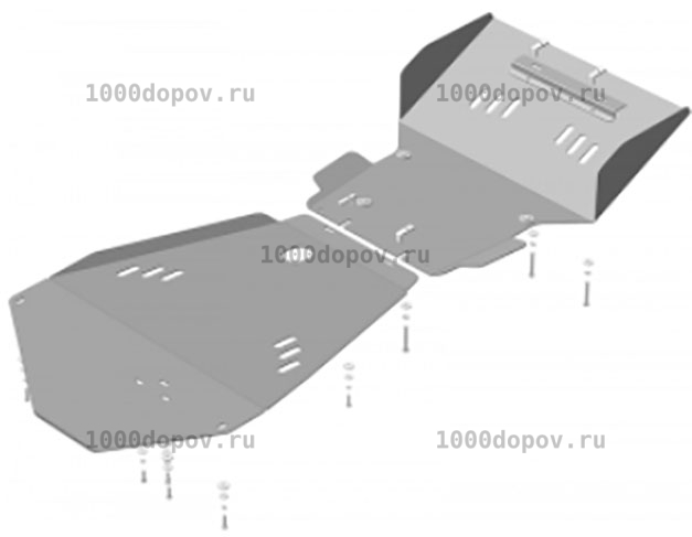 Защита Motodor 12512 Toyota Land Cruiser 100 1998-2007 (Картер, Кпп, Перед. дифф., Разд. коробки) — рисунок 1