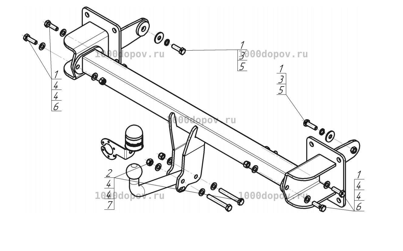 Фаркоп Motodor 91203-A Mercedes GLS (X167) 2019-, GLE (W167) 2019- (оцинк. шар) — рисунок 1