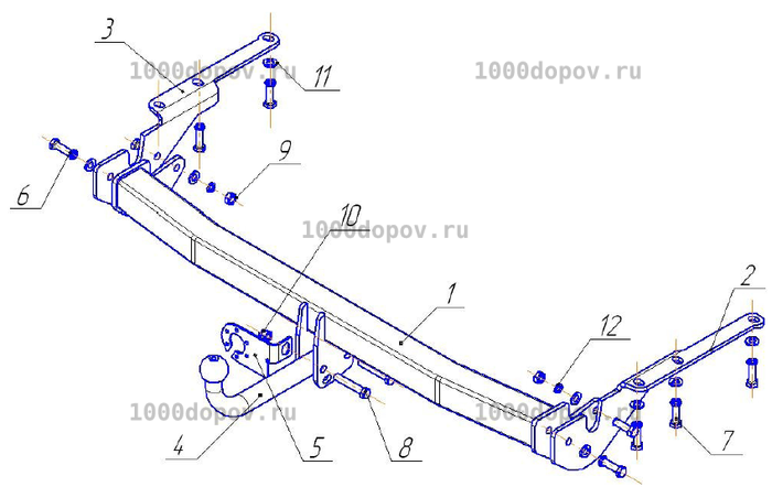 Фаркоп Avtos TY 22 Toyota RAV-4 (з/к на двери) 2005-2012 — рисунок 5