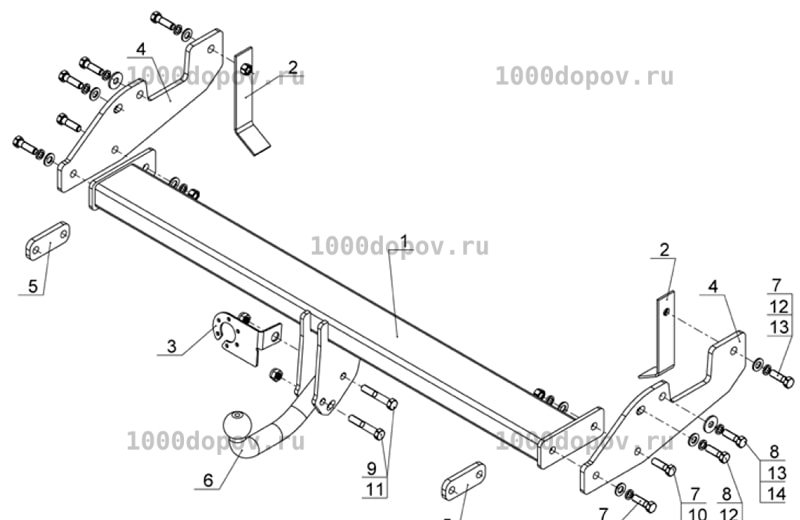 Фаркоп Avtos TY 36 Toyota Hilux 2005-2015 — рисунок 1