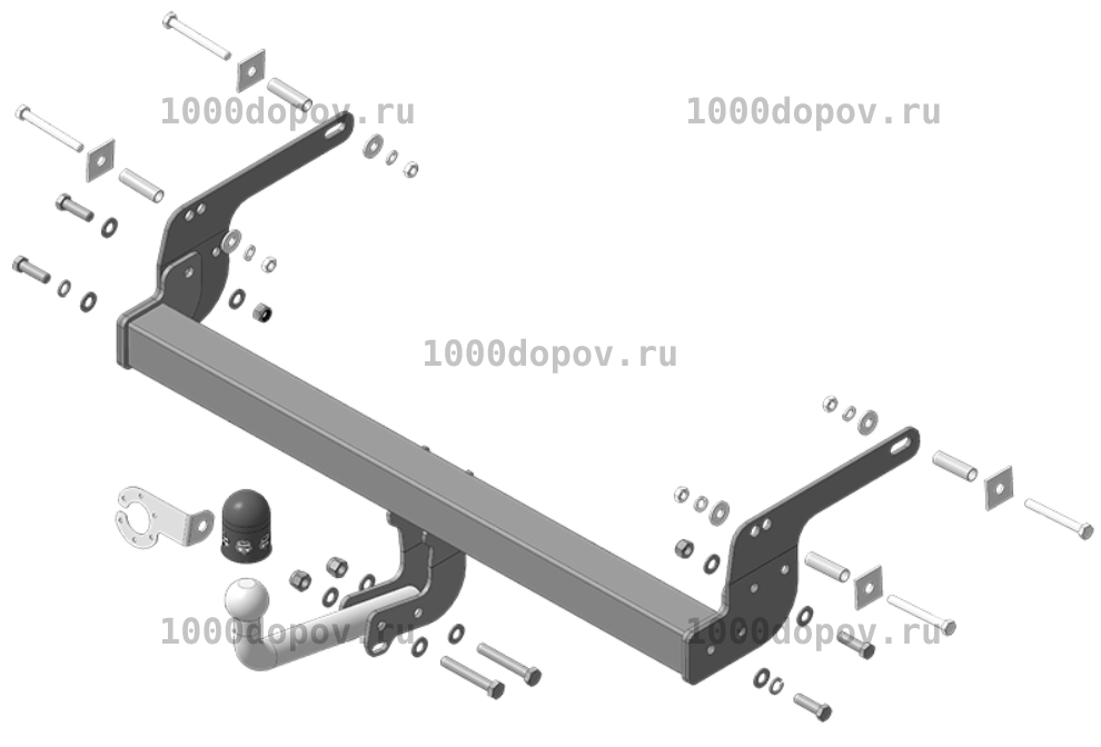 Фаркоп АвтоСтандарт R101A Renault Duster (2WD/4WD) 2012-н.в. (оцинк. шар) — рисунок 3