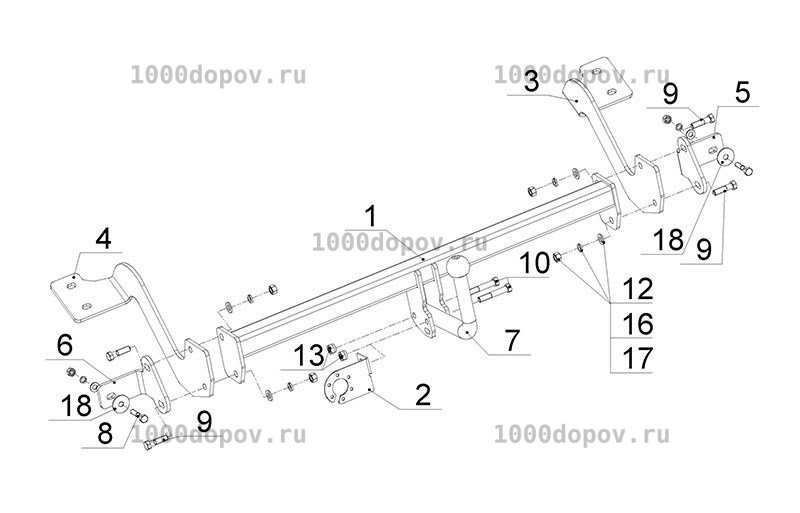 Фаркоп Avtos PE 01 Peugeot Partner 2 L1=4380 мм 2008-н.в. — рисунок 4