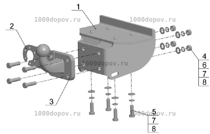 Фаркоп Avtos VW 26 Volkswagen Amarok 2010-н.в. — рисунок 3