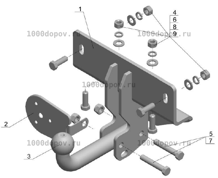 Фаркоп Avtos TD 113 TagAZ Tager 2008-2014 — рисунок 3