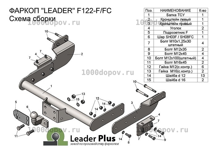 Фаркоп Leader Plus F122-FC Ford Transit 2014-н.в. — рисунок 3