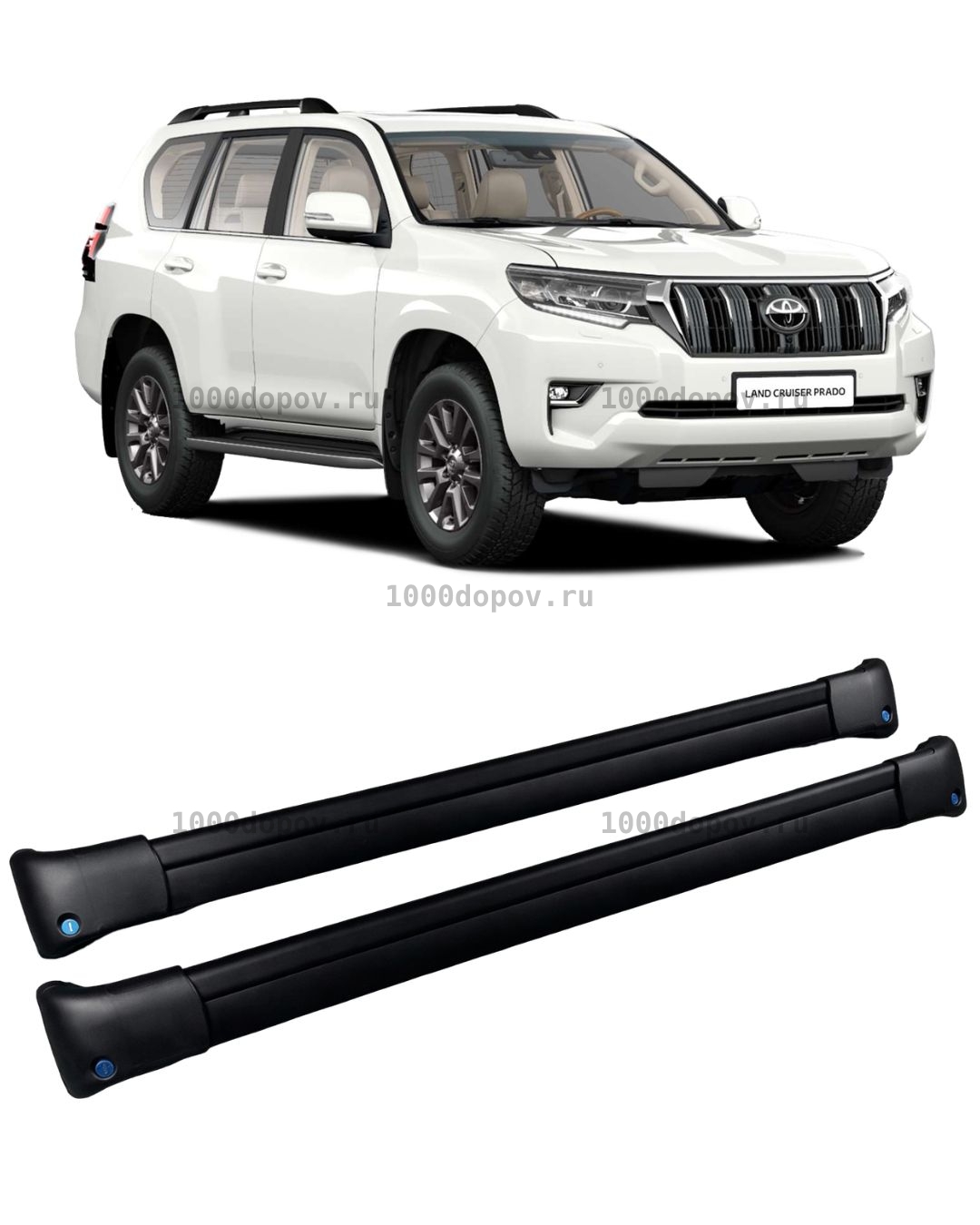 Багажник на рейлинги Toyota Prado 150 поперечины черный — рисунок 1