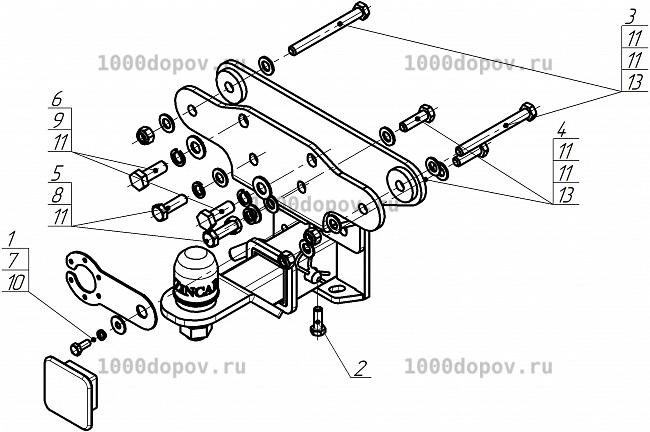 Фаркоп ZincaR ZT201E Tank 500 2021-н.в. (оцинк.) — рисунок 1