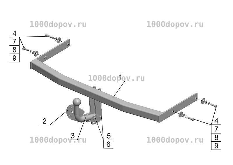 Фаркоп Avtos SK 08 Skoda Roomster 2006-2015 — рисунок 9