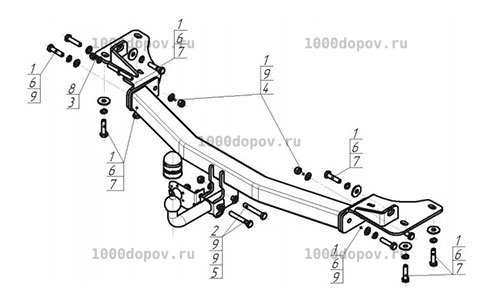 Фаркоп Motodor 90704-A Ford Explorer 2010-2019, Explorer Sport 2012-2019 (оцинк. шар) — рисунок 14