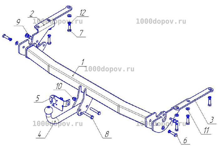 Фаркоп Avtos TY 23 Toyota RAV-4 2009-2012 (з/к сзади) — рисунок 1