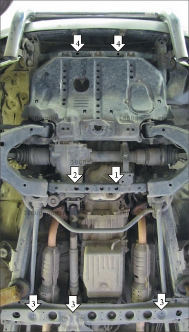 Защита Motodor 12511 на Toyota Land Cruiser 100 1998-2007 (Картер, Радиатор, Кпп, перед. дифф.) — рисунок 4