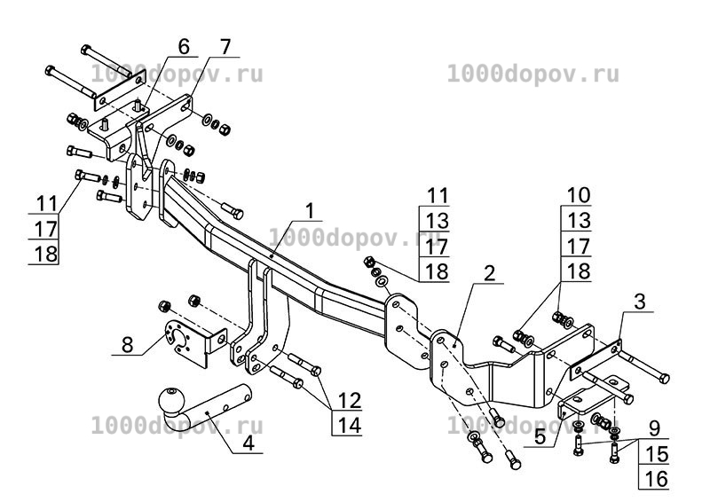 Фаркоп Avtos KI 24 KIA Sorento 2012-2020 — рисунок 7