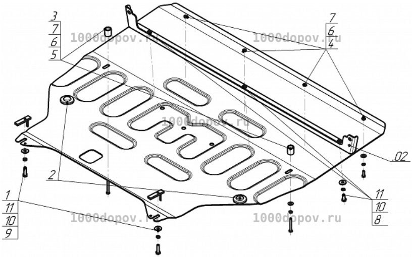 Защита Motodor 79004 CheryExeed TXL 2020-2021 (Картер, Кпп) — рисунок 2