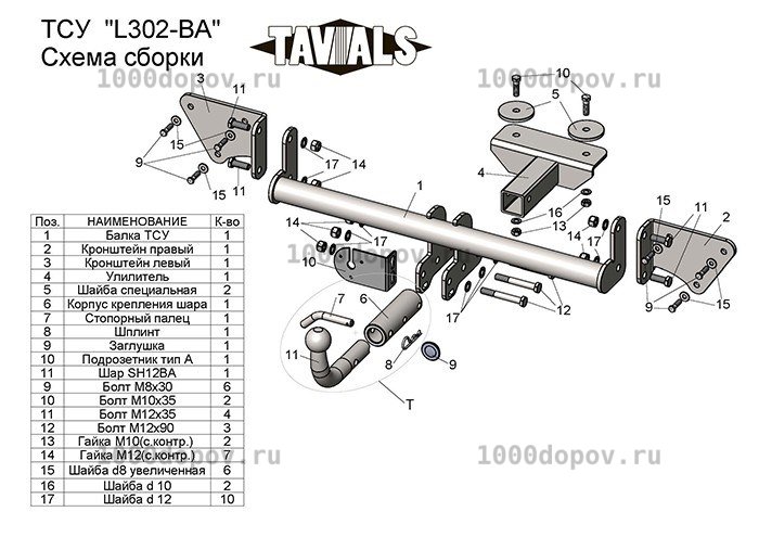 Фаркоп TAVIALS L302-BA Lifan X50 2015-н.в. — рисунок 1